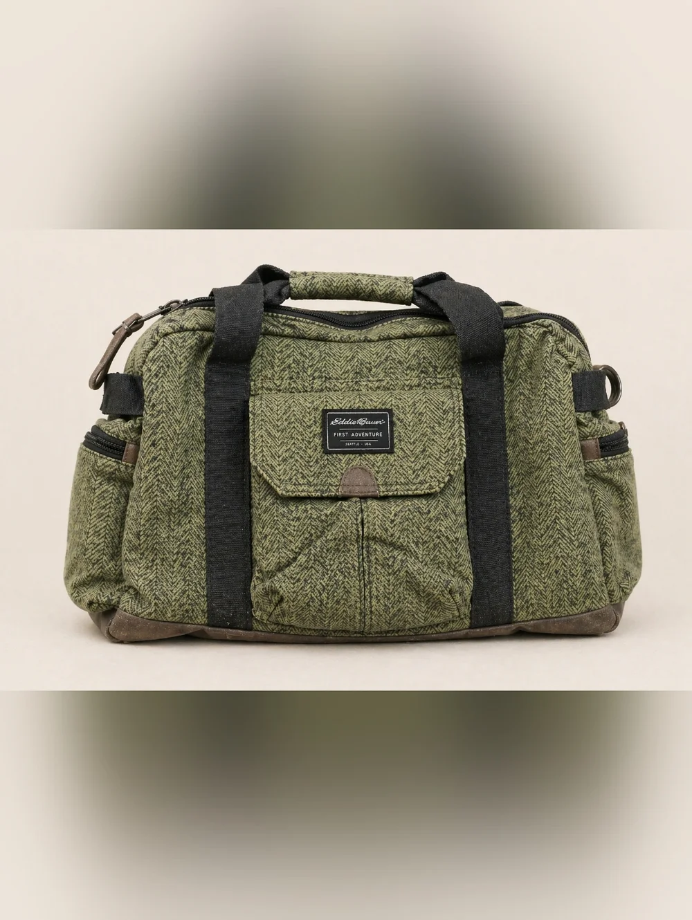 Eddie Bauer First Adventure Diaper Bag Olive Herringbone
